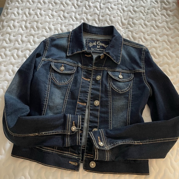 Red camel denim jacket, size medium - Picture 1 of 11